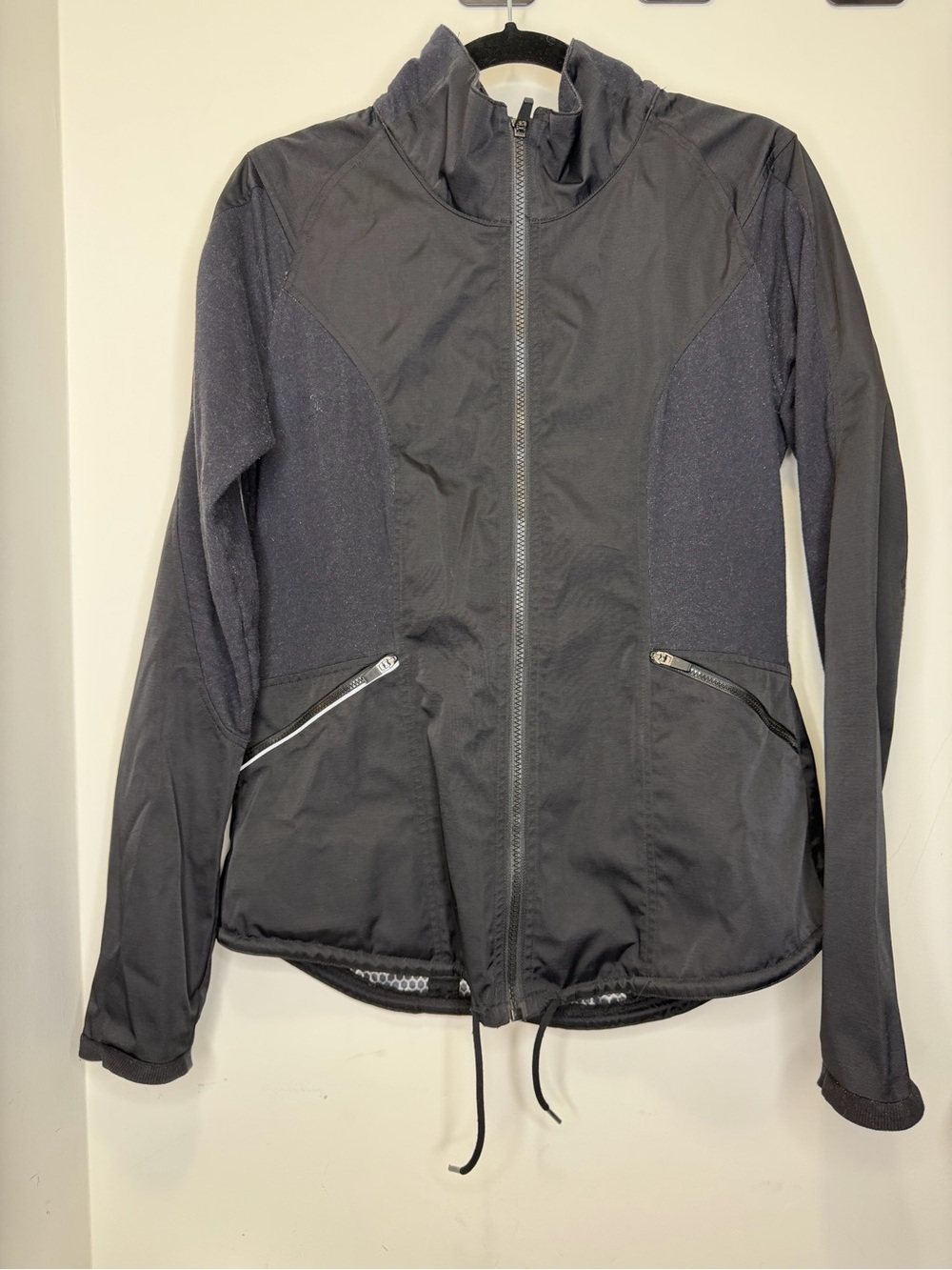 Fabletics Black Mixed Media Running Jacket Women’s Medium Full Zip